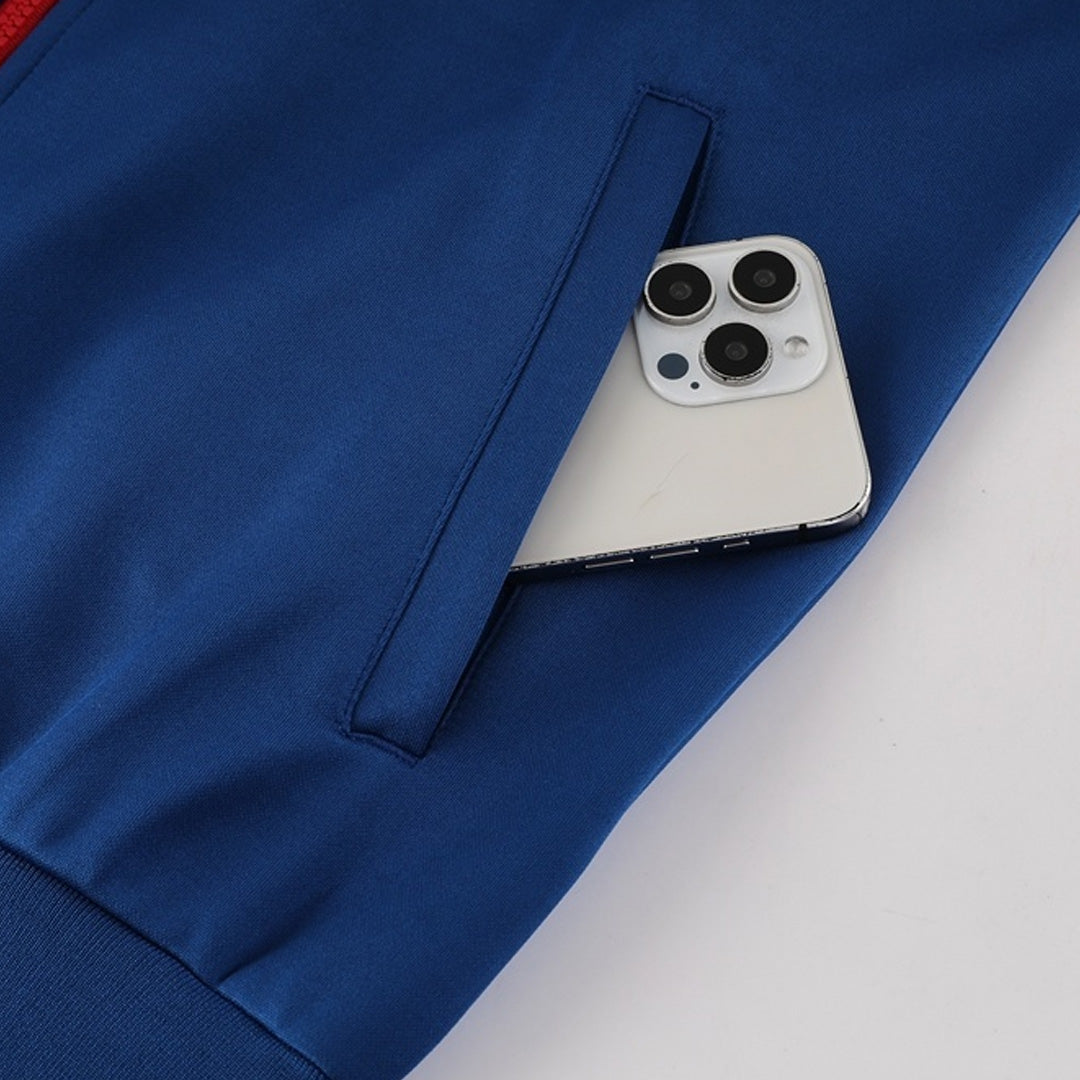 Tenue d'entraînement PSG 25/26 (veste + pantalon) bleu marine et rouge