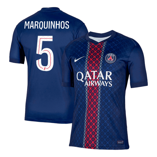 Maillot domicile PSG 2025/26 bleu marine, MARQUINHOS n°5